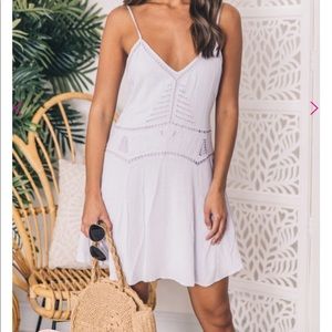 Above knee Summer dress with eyelet lace cutouts